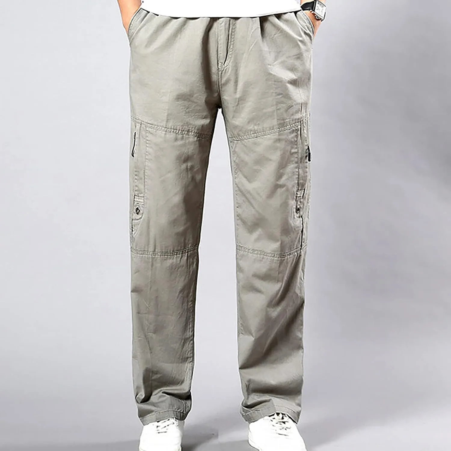 Muscularfit Baggy Cargo Pants Men 2023 Lightweight Solid Cotton Utility Tooling Trouser Causal Loose Multi Pockets Sweatpants