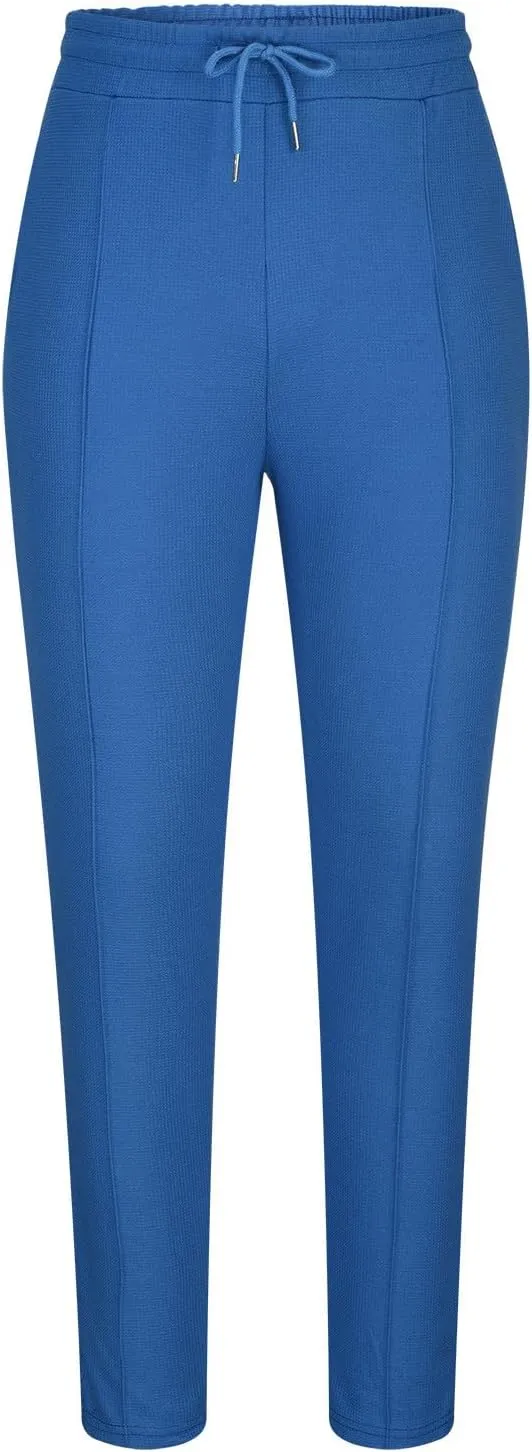 Muscularfit Work Pants for Men 2023 Casual Flat Front Drawstring Elastic Waist Straight Legs Solid Waffle Office Trousers