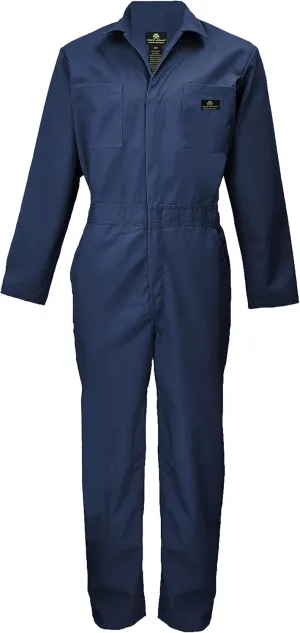 Natural Uniforms Mens Long Sleeve Zip Up Twill Coverall, Stain and Wrinkle Resistant