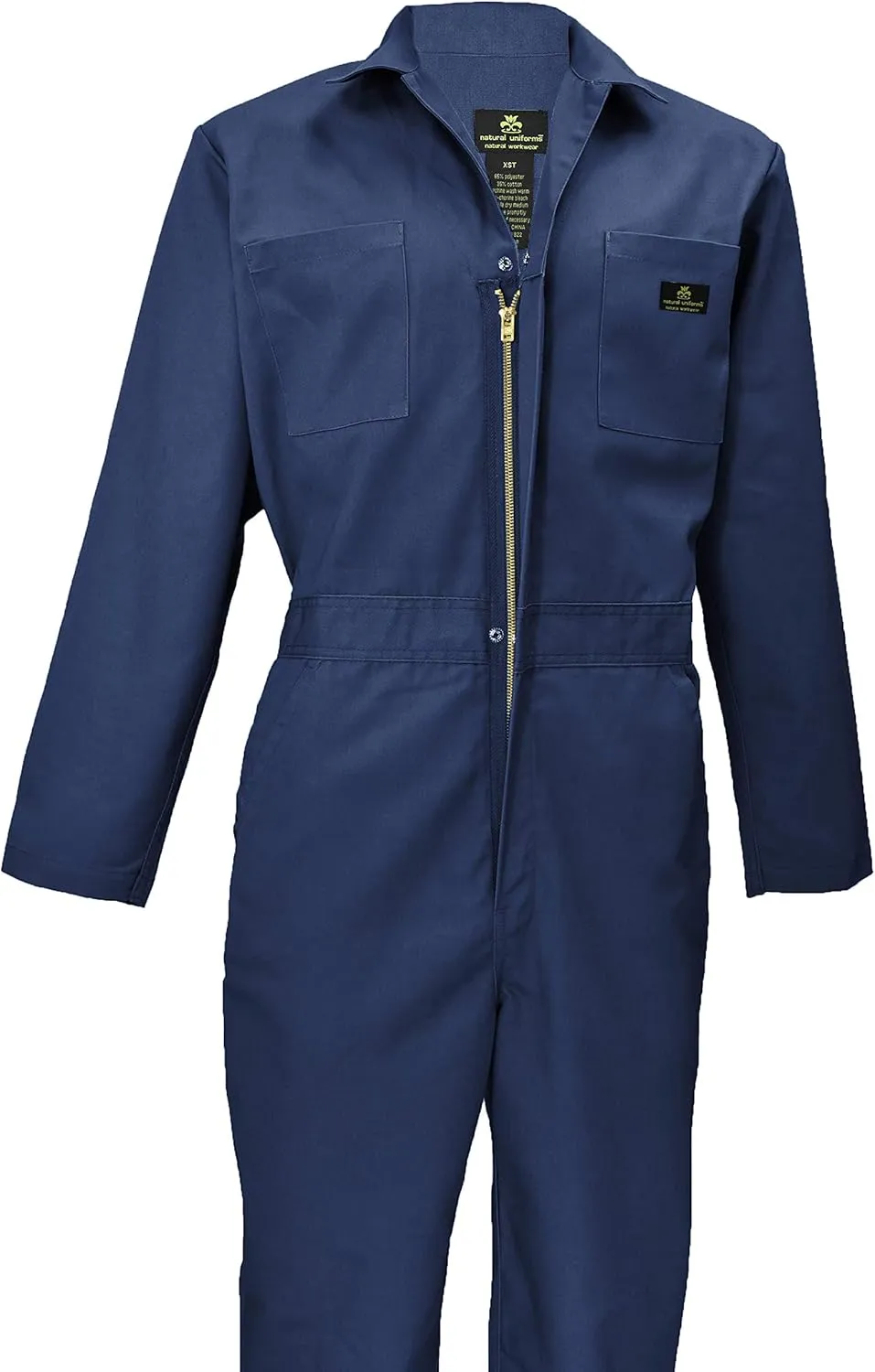 Natural Uniforms Mens Long Sleeve Zip Up Twill Coverall, Stain and Wrinkle Resistant