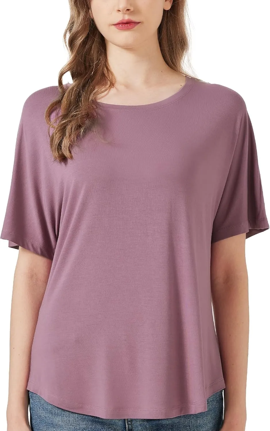netdraw Women's Ultra Soft Bamboo Viscose Dolman Top Loose Fit Trendy Casual Lounge Short Sleeve Pajama Batwing T-Shirt