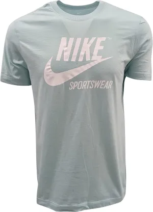 Nike Men Futura Sportswear Logo T-Shirt (Large, Light Blue/White)