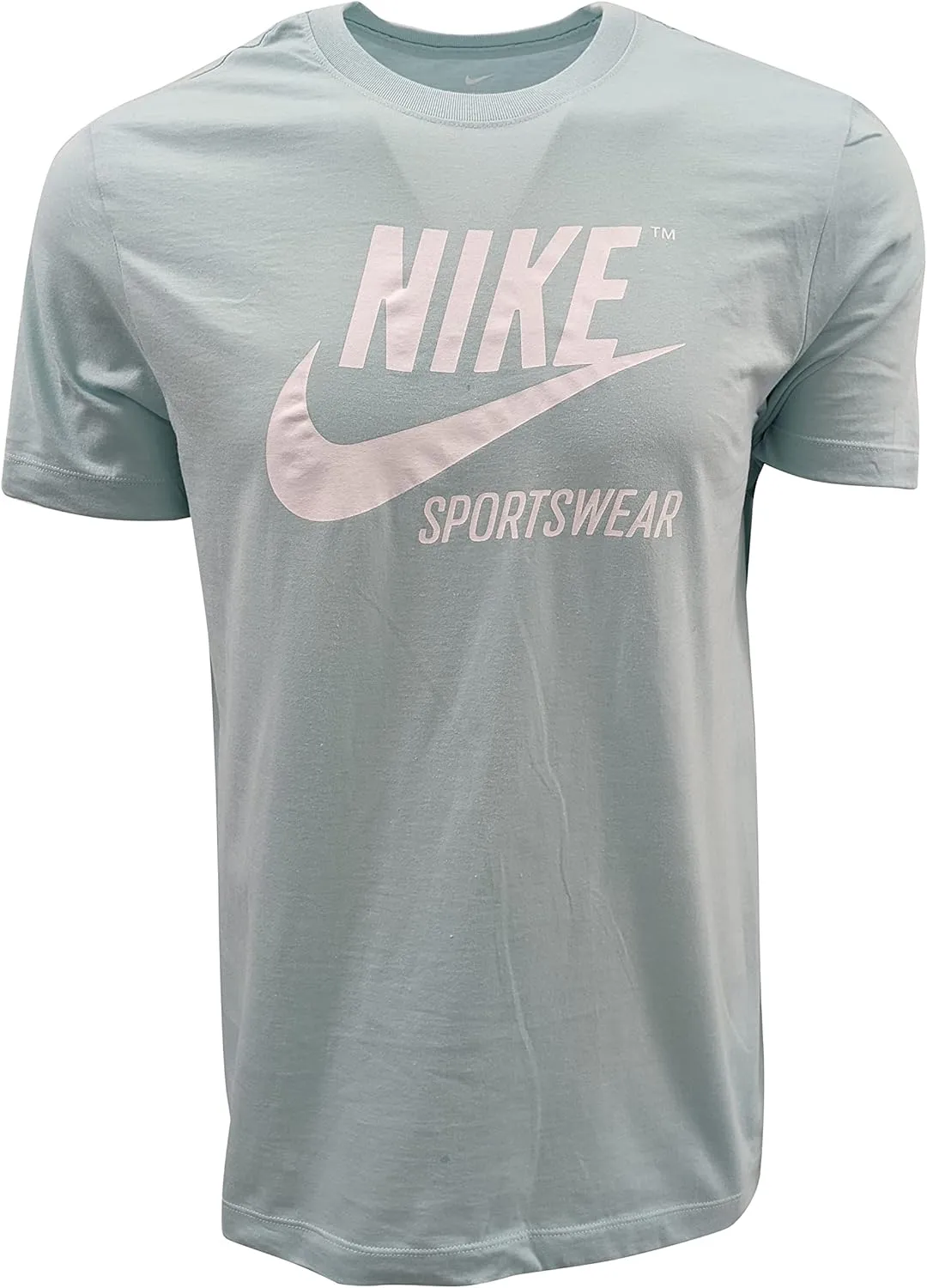 Nike Men Futura Sportswear Logo T-Shirt (Large, Light Blue/White)