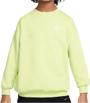 Nike Sportswear Club Fleece Big Kids' Oversized Sweatshirt (FD2923-736, Light Lemon Twist/White)