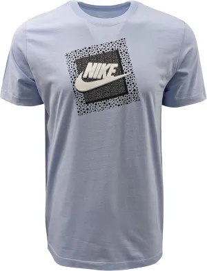 Nike Sportswear Mens Logo T-Shirt (Large, Light Blue/Bright Red Box)