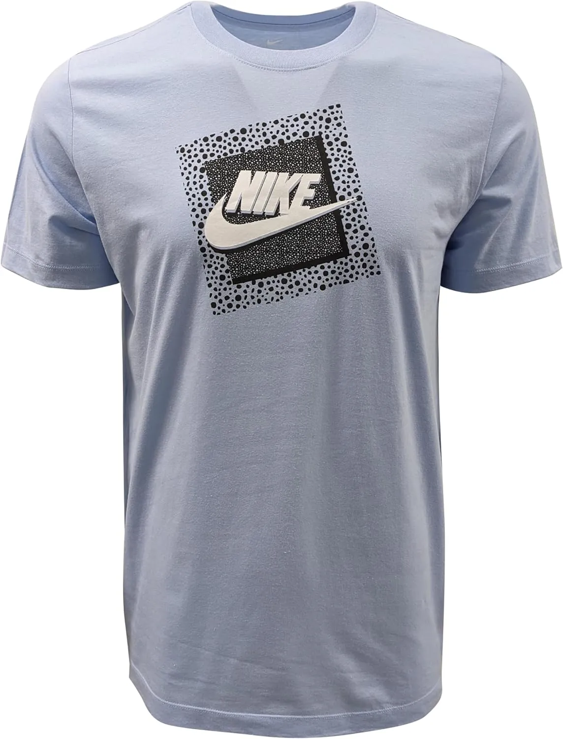 Nike Sportswear Mens Logo T-Shirt (Large, Light Blue/Bright Red Box)