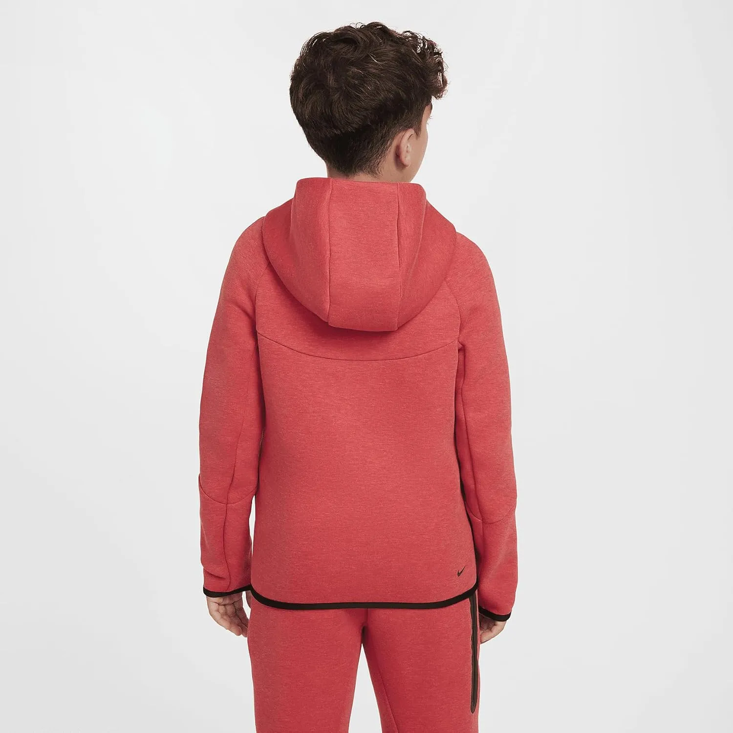 Nike Sportswear Tech Fleece Big Kids' Full-Zip Hoodie (HV5867-672, Light University Red Heather/Light University Red)