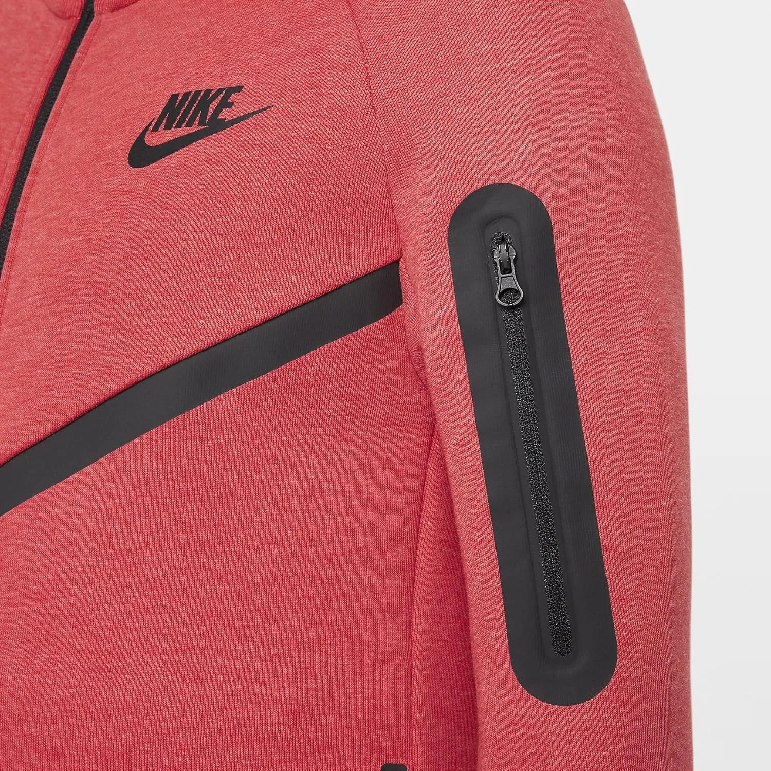 Nike Sportswear Tech Fleece Big Kids' Full-Zip Hoodie (HV5867-672, Light University Red Heather/Light University Red)