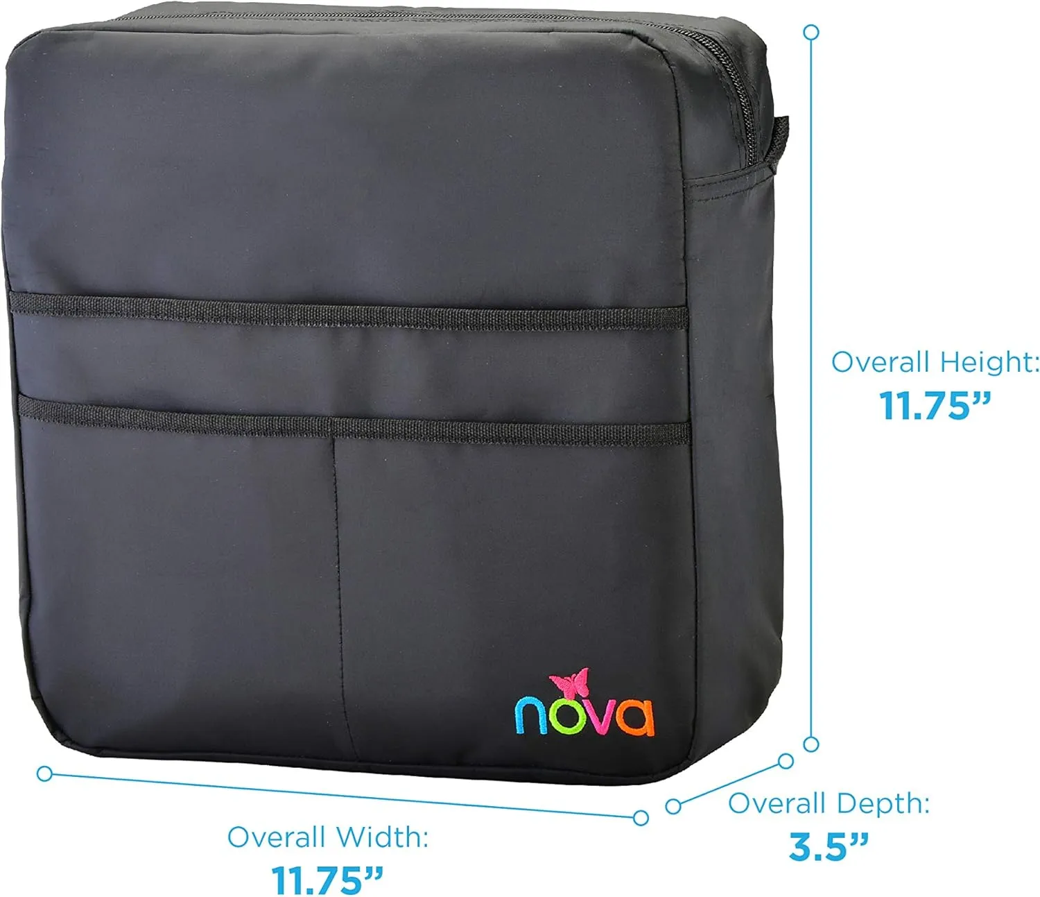 NOVA Medical Products Walker Bag, Large Carry Bag with 3 Front Pockets for All Walkers, Black, 1 Count (Pack of 1)