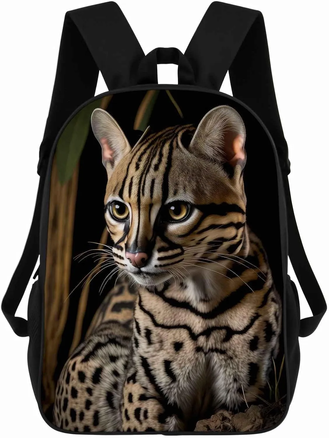 Ocelot Backpack Casual Daypack Wild Animal Print Laptop Bag Bookbag for Work Travel Hiking 17 Inch Style 1