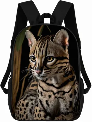 Ocelot Backpack Casual Daypack Wild Animal Print Laptop Bag Bookbag for Work Travel Hiking 17 Inch Style 1