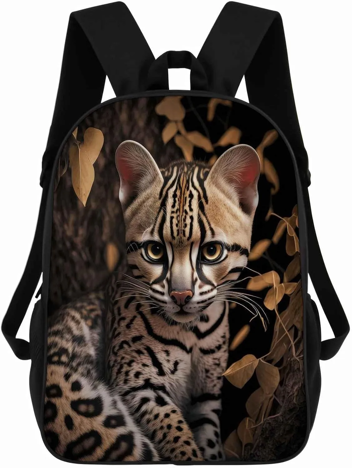 Ocelot Backpack Casual Daypack Wild Animal Print Laptop Bag Bookbag for Work Travel Hiking 17 Inch Style 2