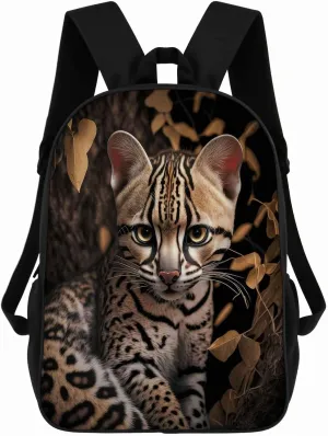 Ocelot Backpack Casual Daypack Wild Animal Print Laptop Bag Bookbag for Work Travel Hiking 17 Inch Style 2