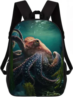 Octopus Backpack Casual Daypack Wild Animal Print Laptop Bag Bookbag for Work Travel Hiking 17 Inch Style 2