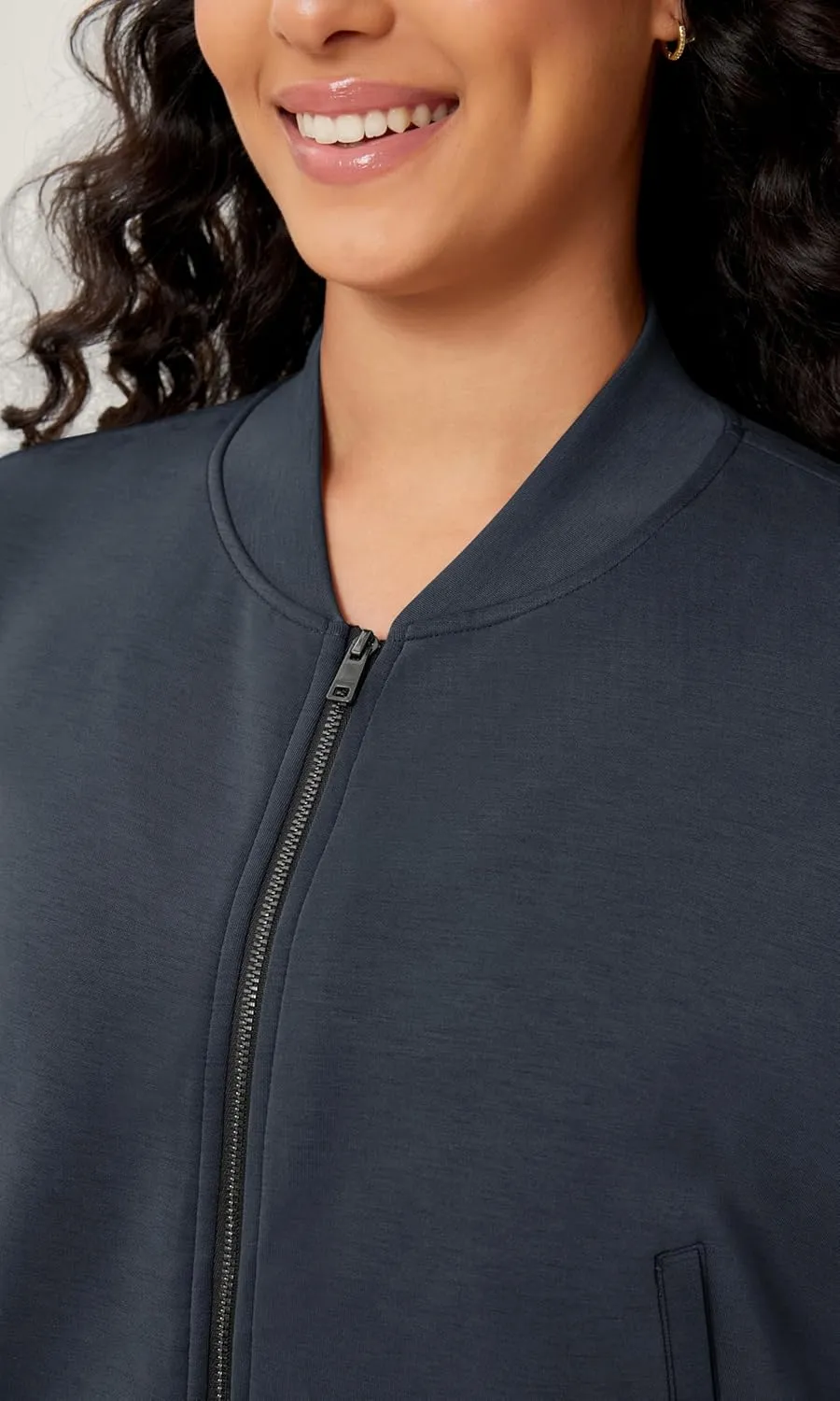 ODODOS Modal Soft Full-Zip Bomber Jacket for Women Long Sleeve Casual Fall Outfit Crop Top with Pockets