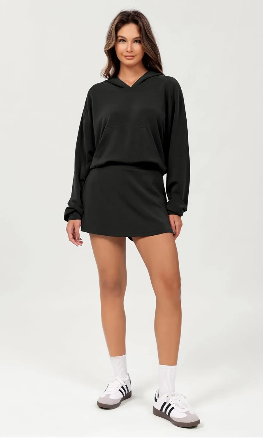 ODODOS Modal Soft Long Sleeve Cropped Hoodie for Women Oversized Pullover Sweatshirts with Pocket
