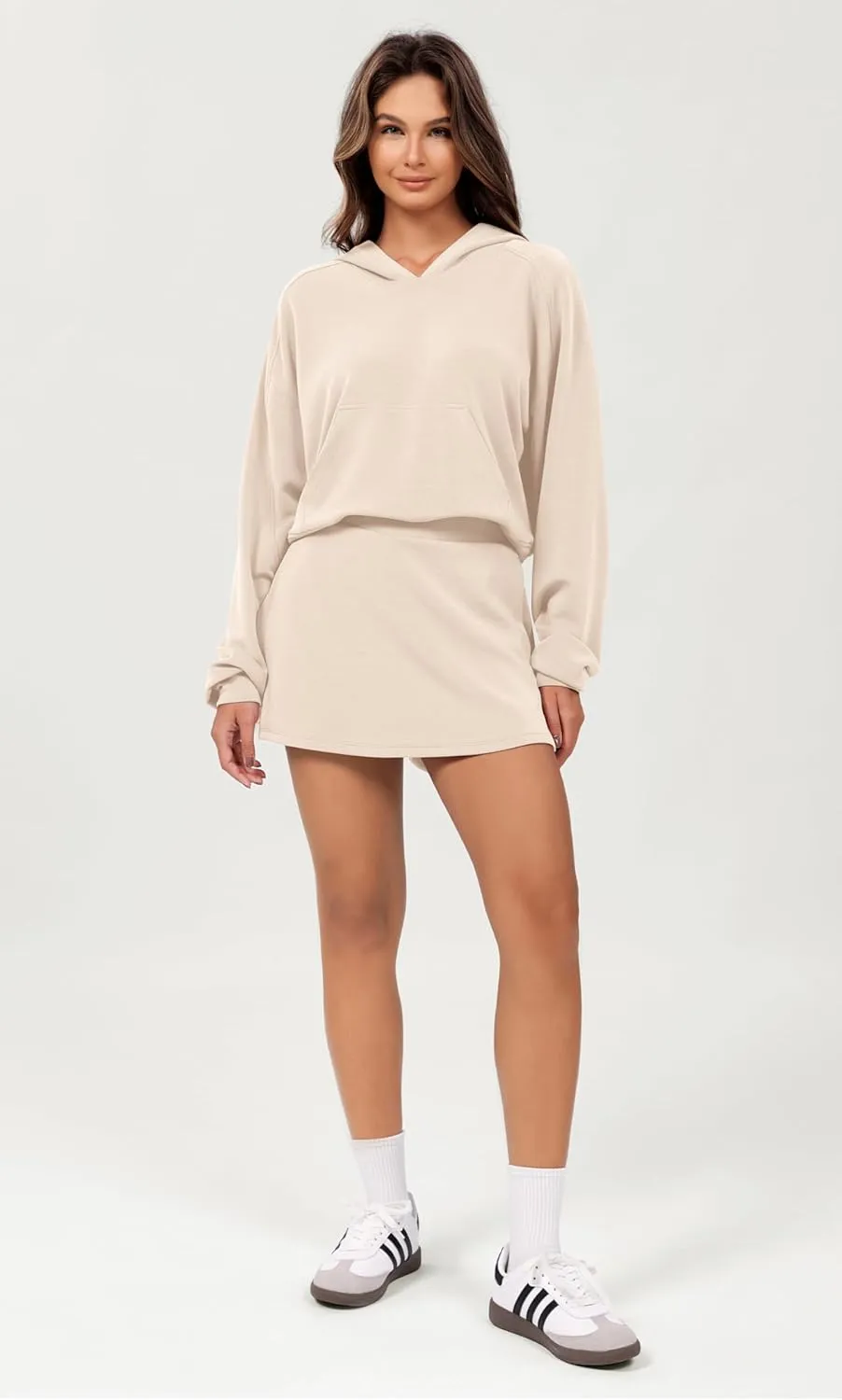 ODODOS Modal Soft Long Sleeve Cropped Hoodie for Women Oversized Pullover Sweatshirts with Pocket