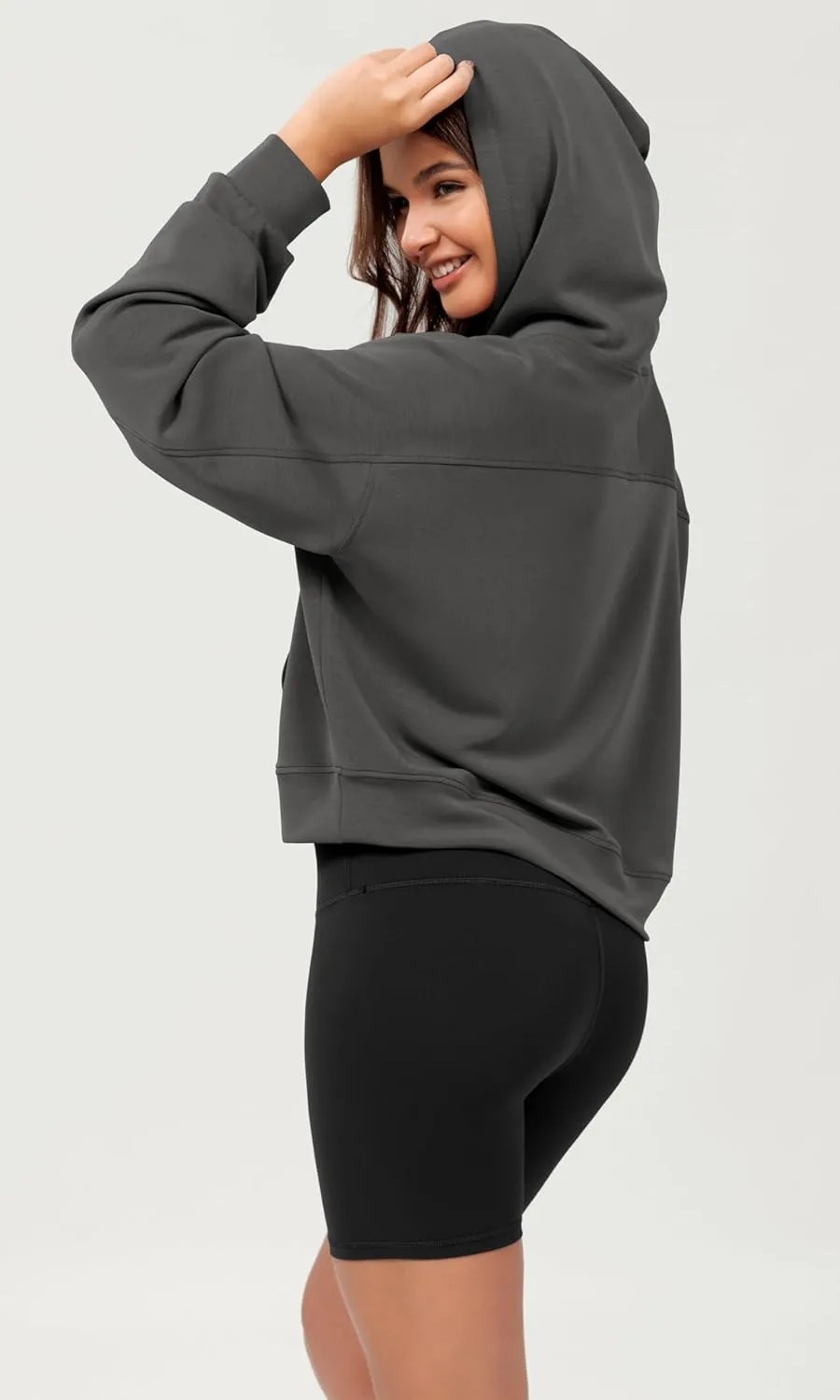 ODODOS Modal Soft Long Sleeve Cropped Hoodie for Women Oversized Pullover Sweatshirts with Pocket