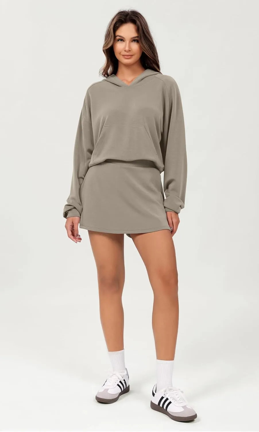 ODODOS Modal Soft Long Sleeve Cropped Hoodie for Women Oversized Pullover Sweatshirts with Pocket
