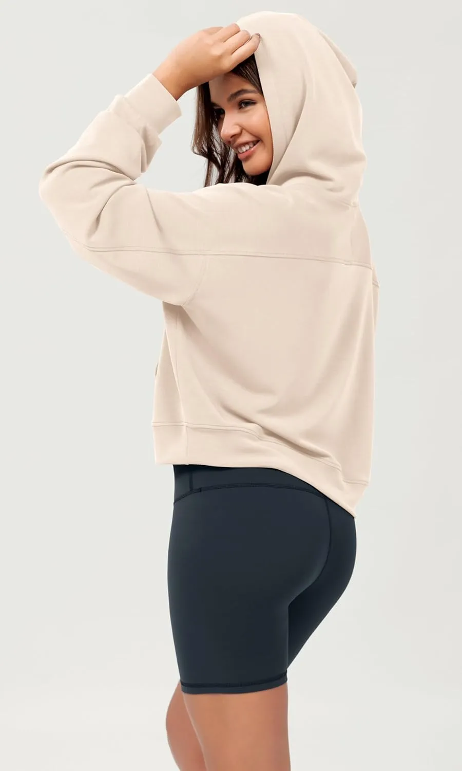 ODODOS Modal Soft Long Sleeve Cropped Hoodie for Women Oversized Pullover Sweatshirts with Pocket