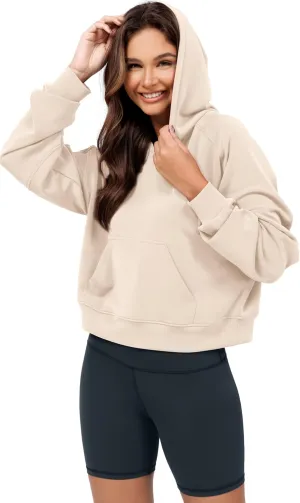 ODODOS Modal Soft Long Sleeve Cropped Hoodie for Women Oversized Pullover Sweatshirts with Pocket