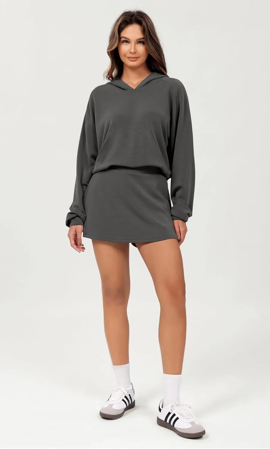 ODODOS Modal Soft Long Sleeve Cropped Hoodie for Women Oversized Pullover Sweatshirts with Pocket