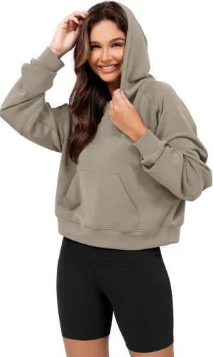 ODODOS Modal Soft Long Sleeve Cropped Hoodie for Women Oversized Pullover Sweatshirts with Pocket