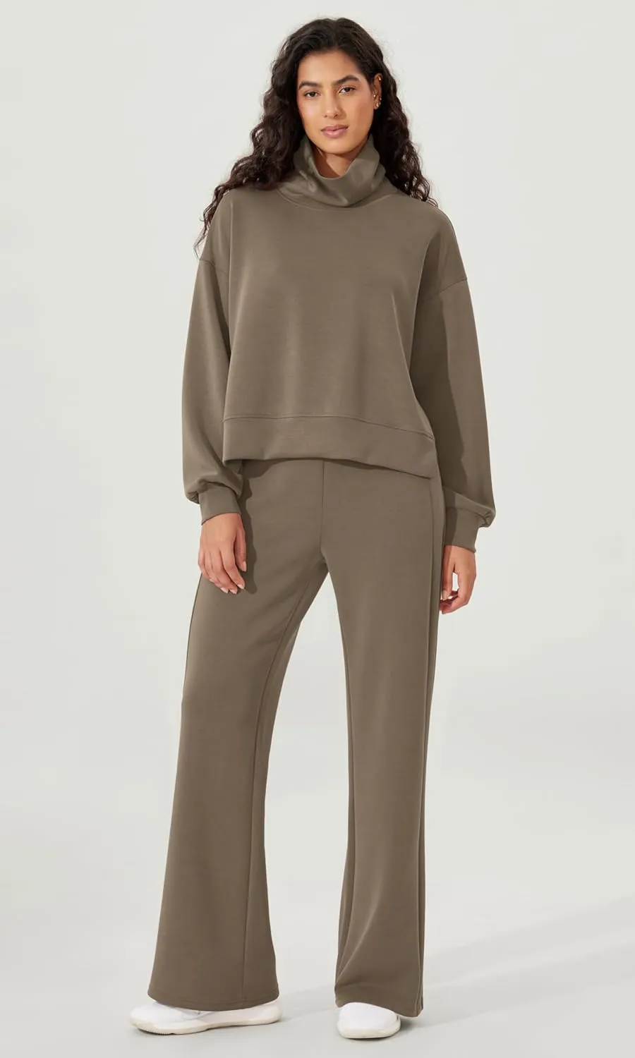 ODODOS Modal Soft Split Hem Turtleneck Sweatshirts for Women Long Sleeve Casual Pullover Top