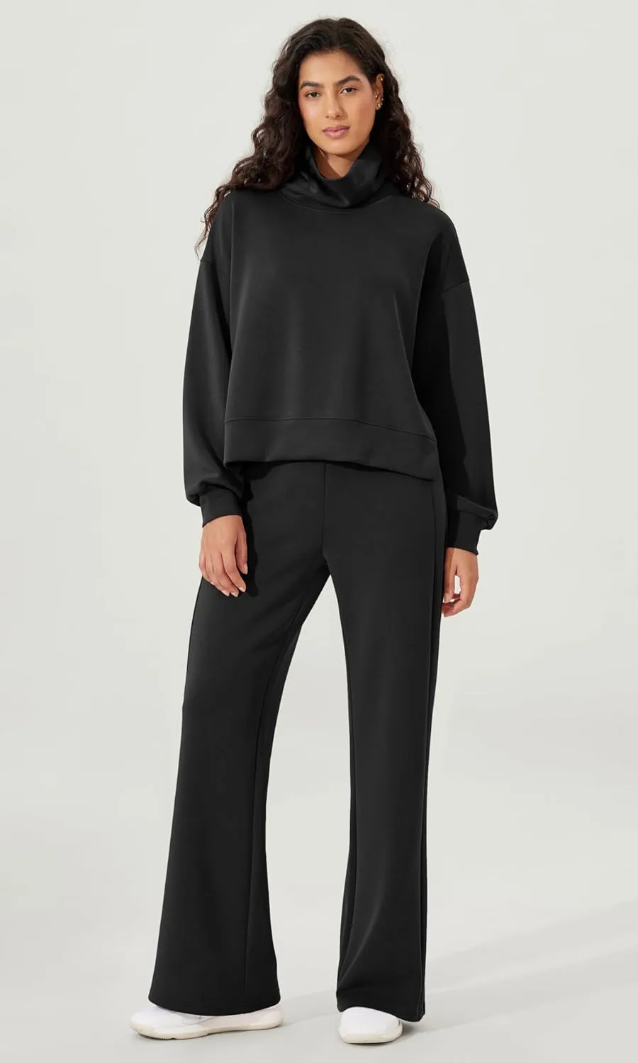 ODODOS Modal Soft Split Hem Turtleneck Sweatshirts for Women Long Sleeve Casual Pullover Top