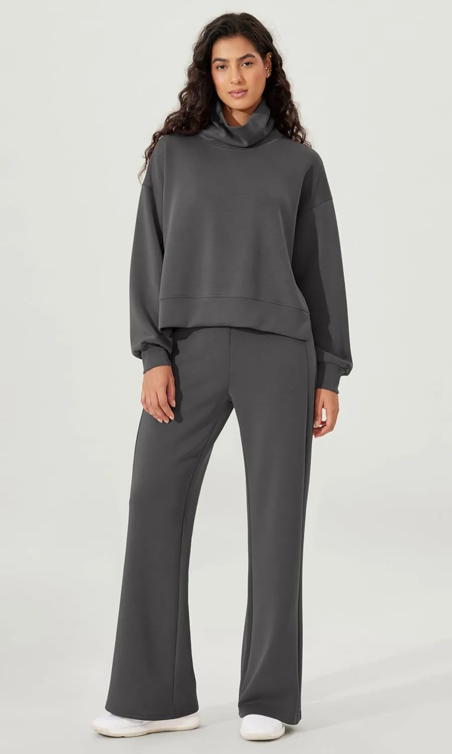 ODODOS Modal Soft Split Hem Turtleneck Sweatshirts for Women Long Sleeve Casual Pullover Top