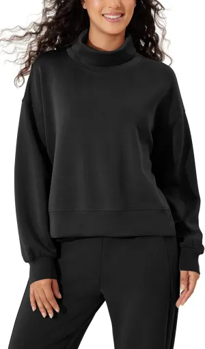 ODODOS Modal Soft Split Hem Turtleneck Sweatshirts for Women Long Sleeve Casual Pullover Top