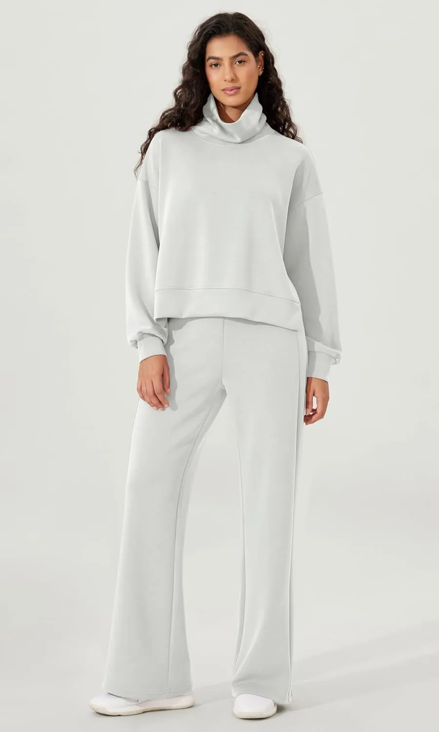 ODODOS Modal Soft Split Hem Turtleneck Sweatshirts for Women Long Sleeve Casual Pullover Top