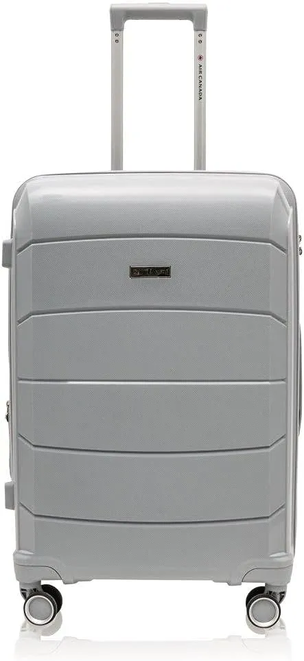 Optimum 3Pcs Hardside Spinner Rolling Luggage & Wet Pouch Set Carry-On Suitcase - Light Grey