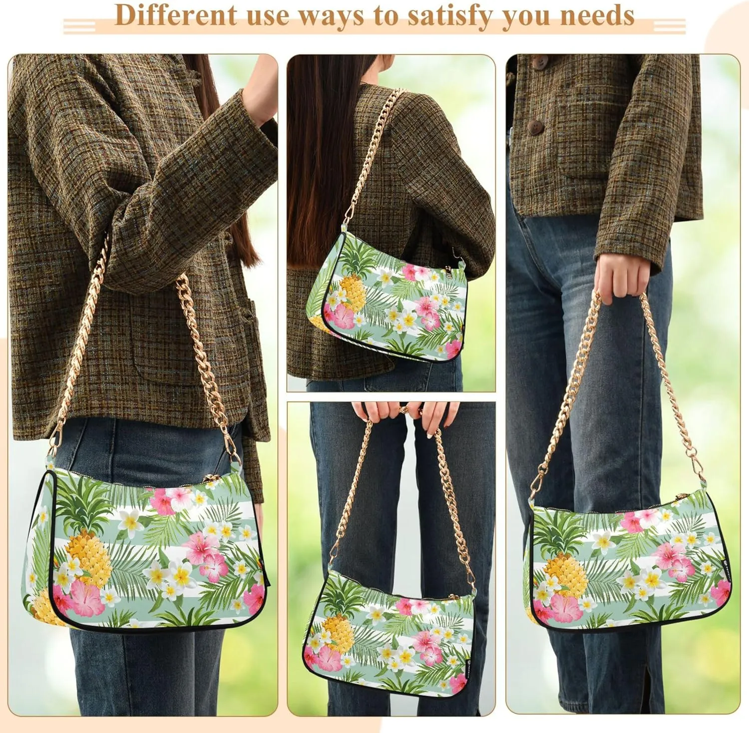 Orange Gray Chrysanthemum Cute Purse Hobo Party Purses Women's Shoulder Handbags over the Shoulder Purse