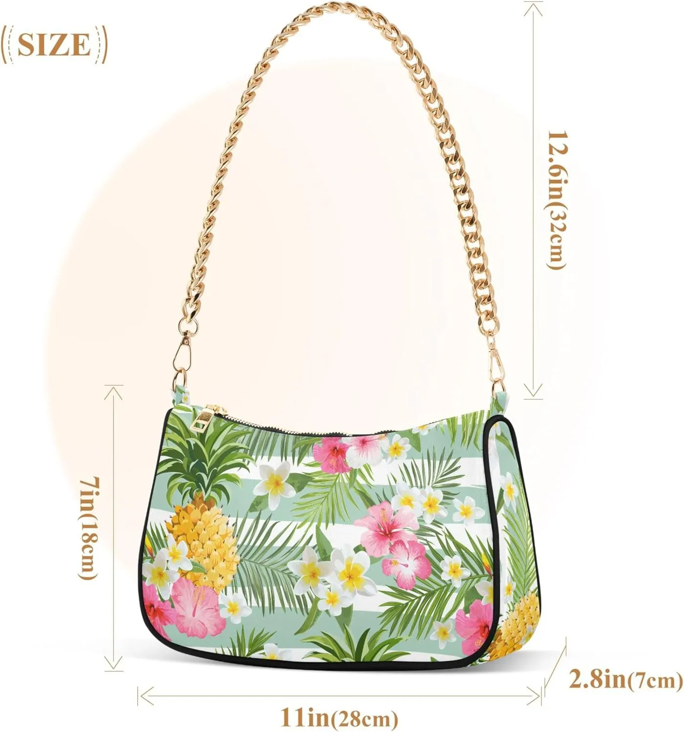 Orange Gray Chrysanthemum Cute Purse Hobo Party Purses Women's Shoulder Handbags over the Shoulder Purse