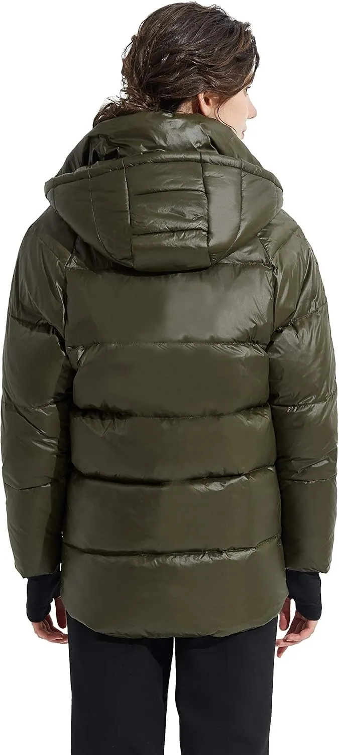 Orolay Light Down Jacket Women Bubble Winter Coat Hooded Cropped Puffer Jacket