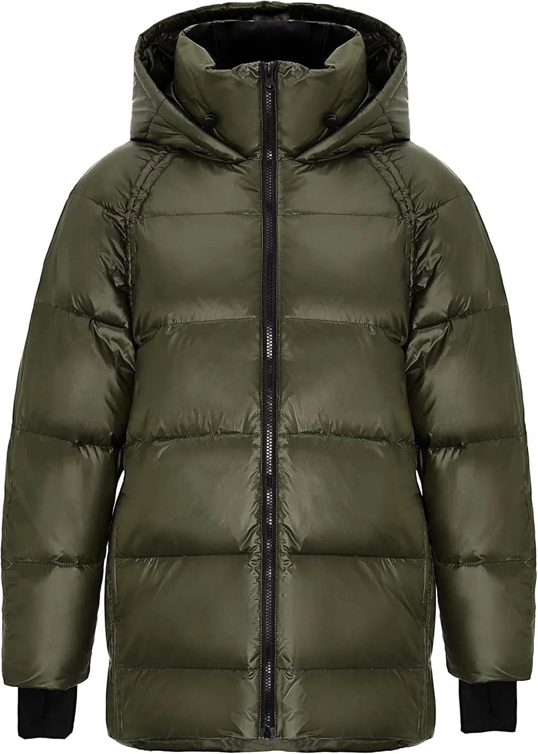 Orolay Light Down Jacket Women Bubble Winter Coat Hooded Cropped Puffer Jacket