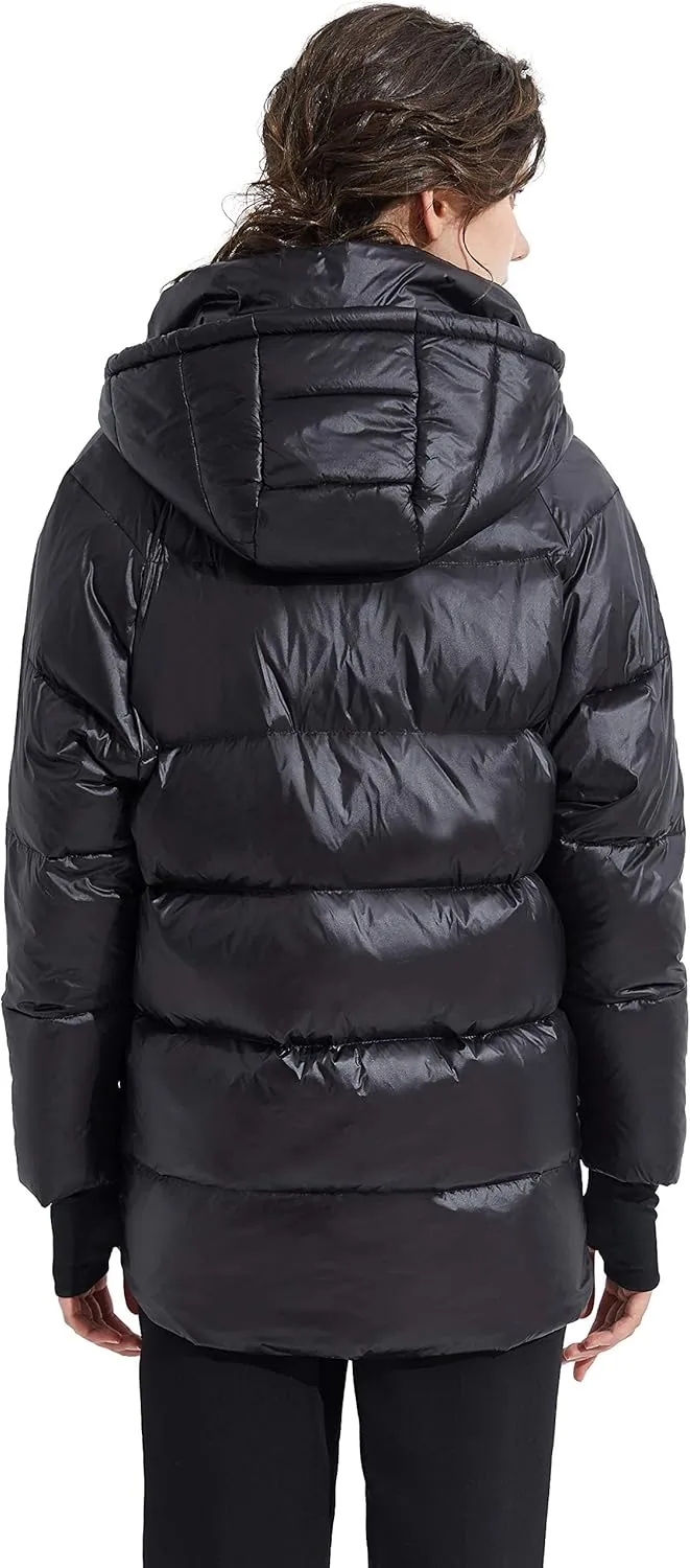 Orolay Light Down Jacket Women Bubble Winter Coat Hooded Cropped Puffer Jacket