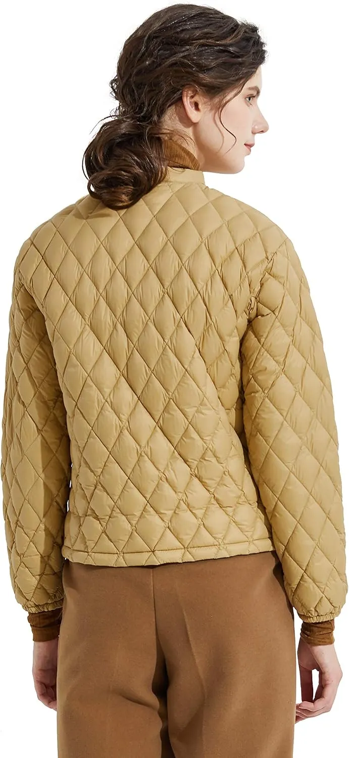 Orolay Women's Light Cropped Puffer Jacket Packable Stand Collar Down Jacket