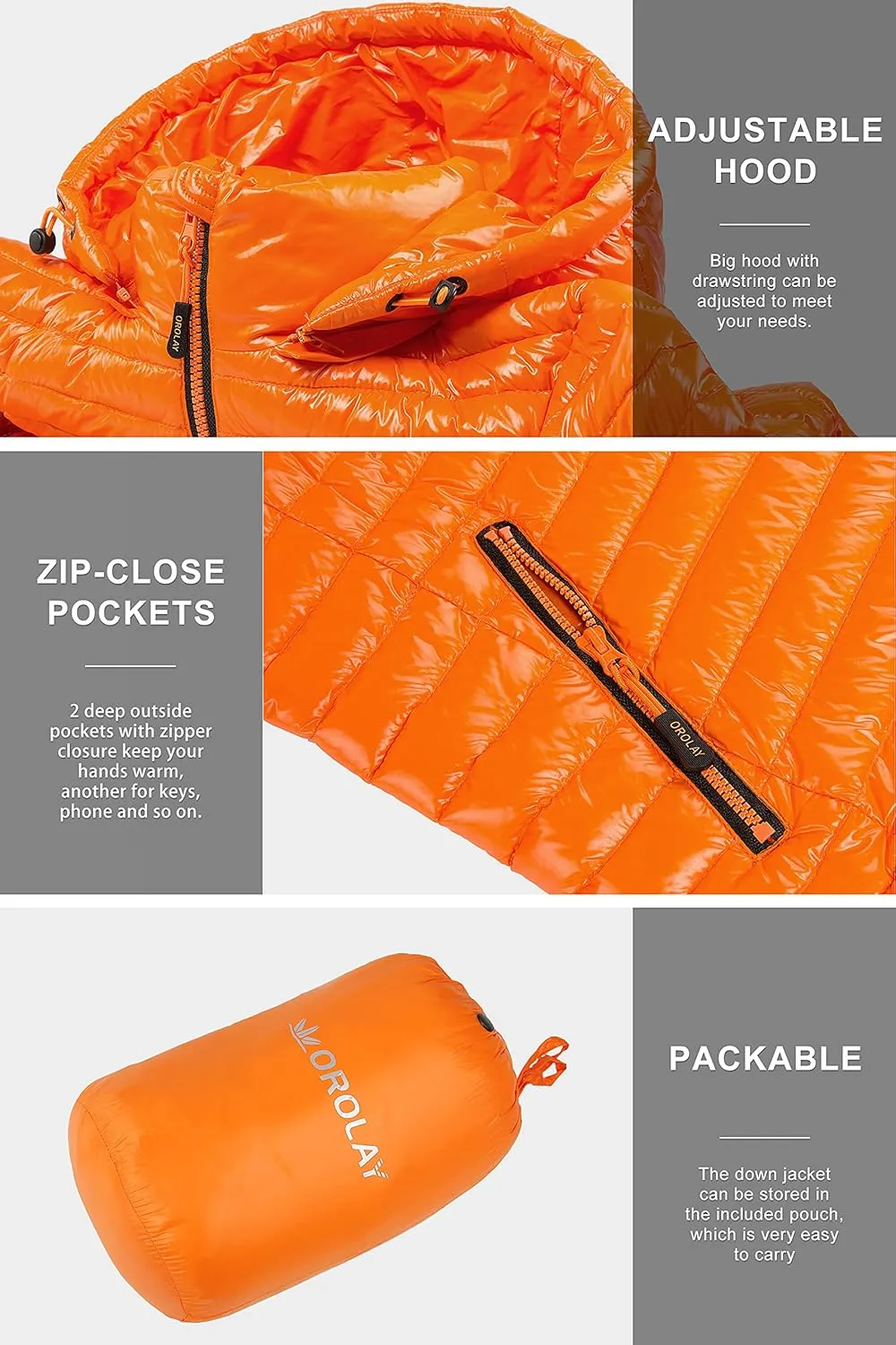 Orolay Women's Light Down Jacket Packable Winter Coat Hooded Cropped Puffer Jacket