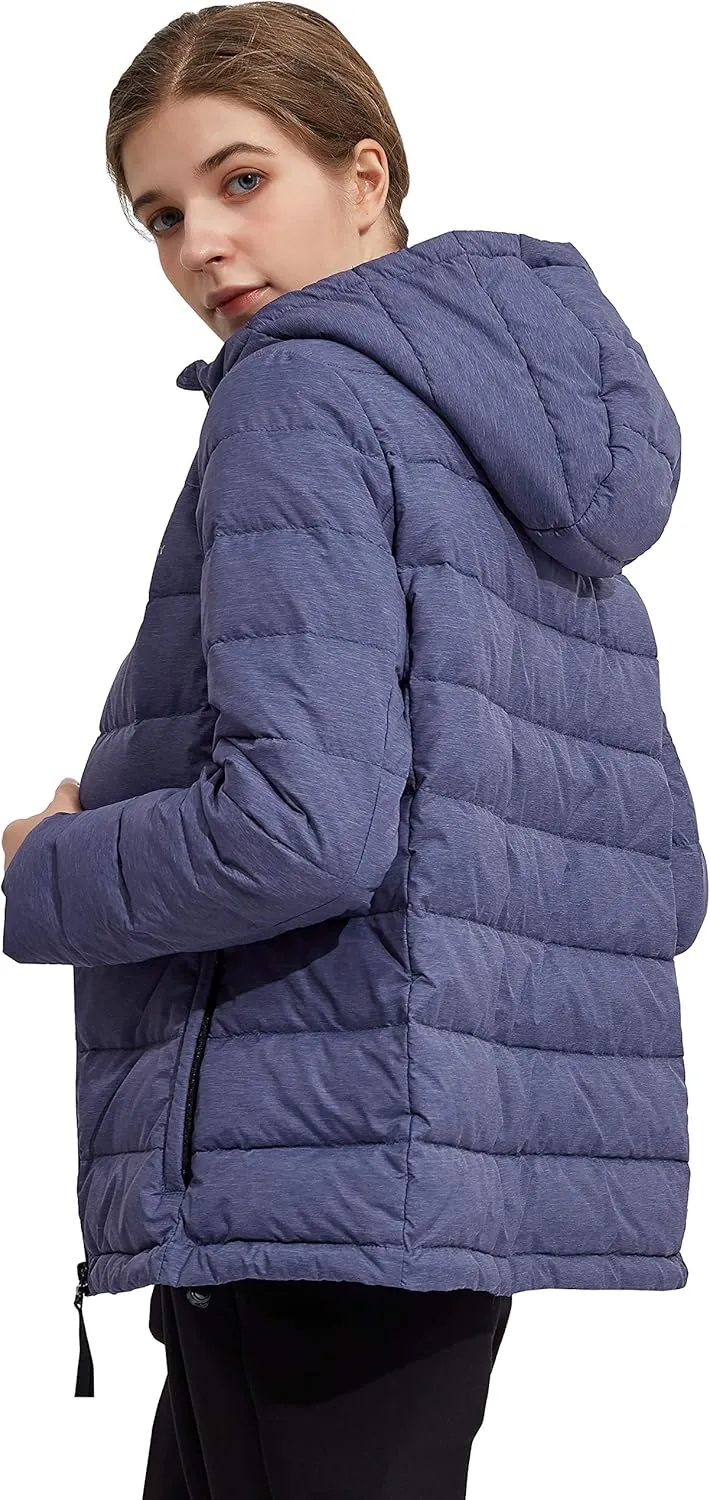 Orolay Women's Light Hooded Down Jacket Bubble Coat Packable Quilted Puffer Jacket