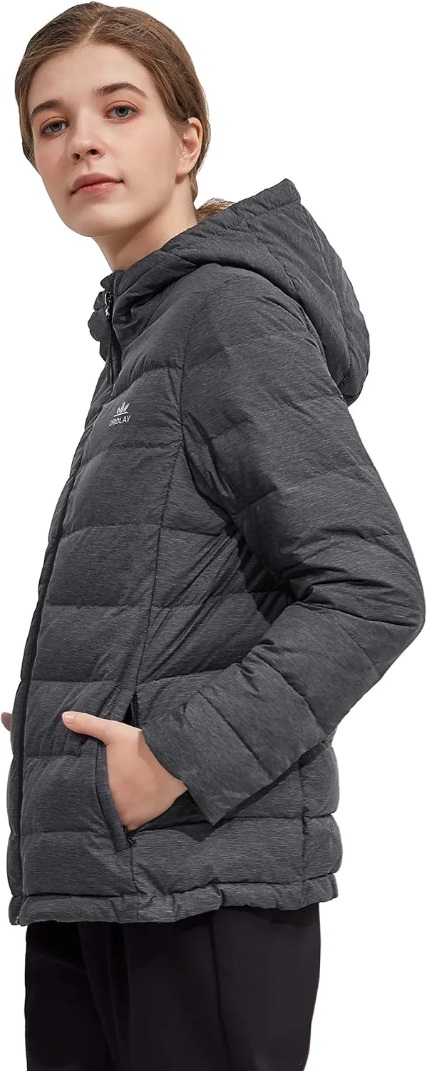 Orolay Women's Light Hooded Down Jacket Bubble Coat Packable Quilted Puffer Jacket