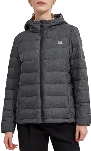 Orolay Women's Light Hooded Down Jacket Bubble Coat Packable Quilted Puffer Jacket
