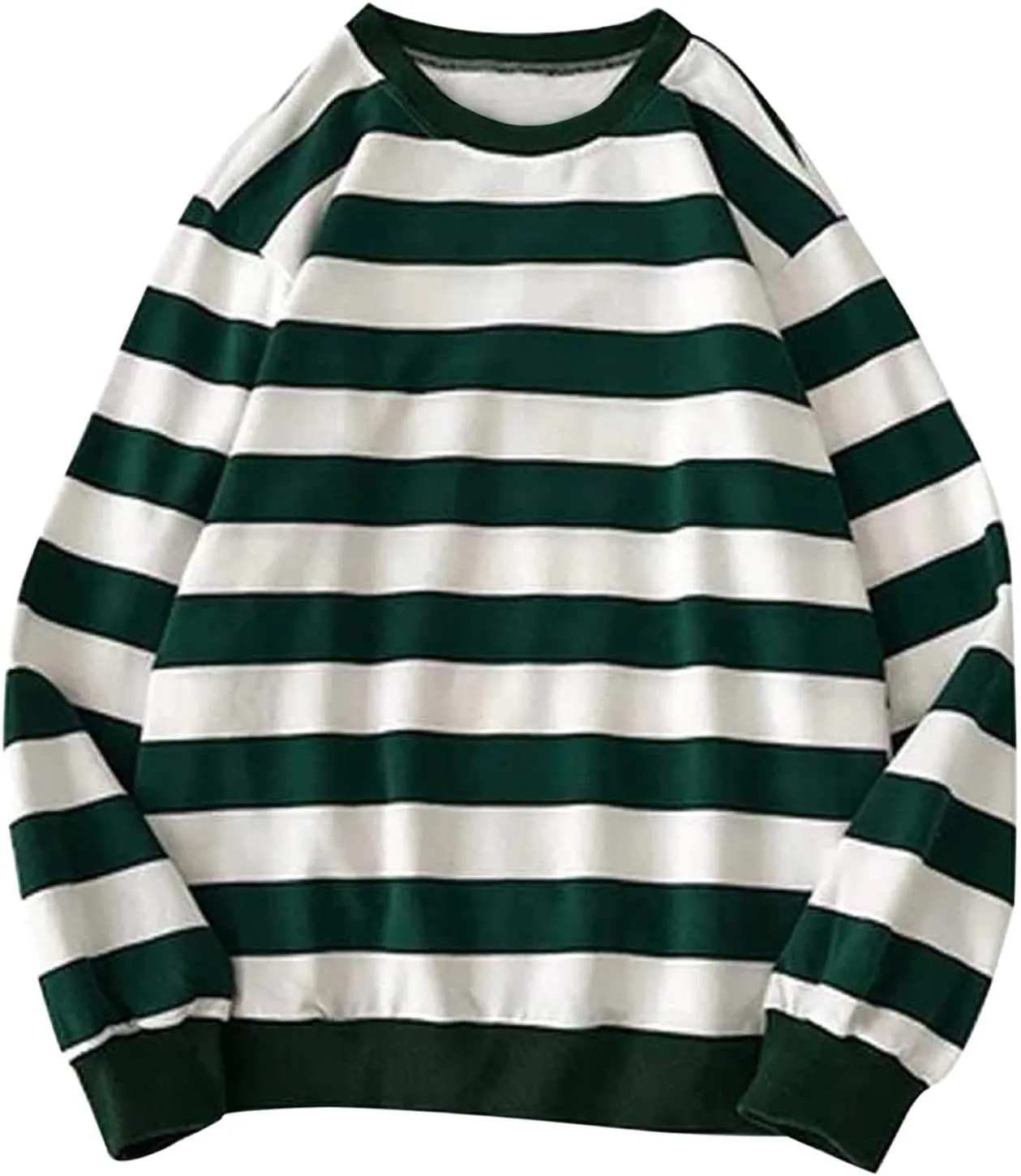 Oversized Sweatshirt for Women Trendy Crewneck Striped Color Block Tops Loose Long Sleeve Casual Stylish Pullover