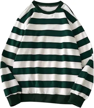 Oversized Sweatshirt for Women Trendy Crewneck Striped Color Block Tops Loose Long Sleeve Casual Stylish Pullover