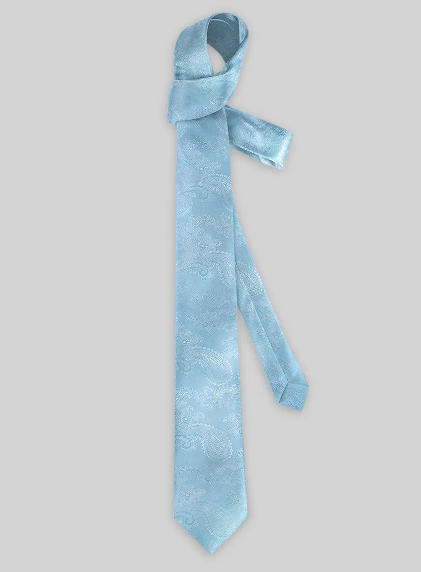 Paisley Light Blue Satin Tie