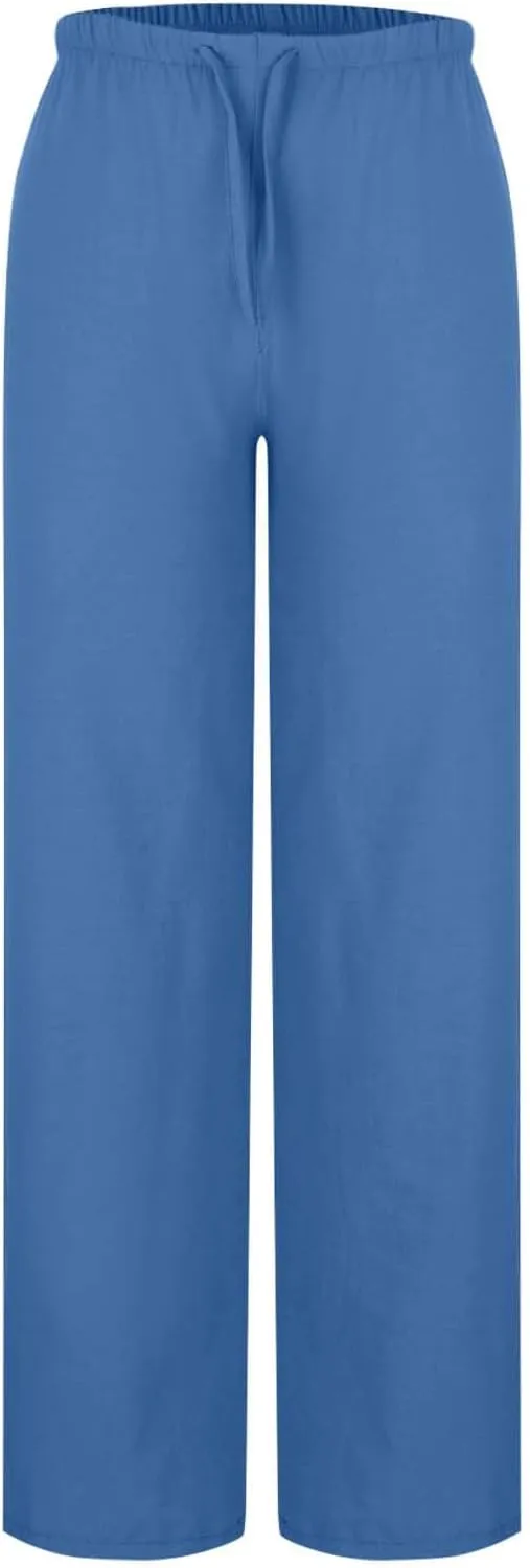 Palazzo Pants for Women Baggy Wide Leg Low Rise Linen Pants Loose Drawstring Long Lounge Trousers with Pockets