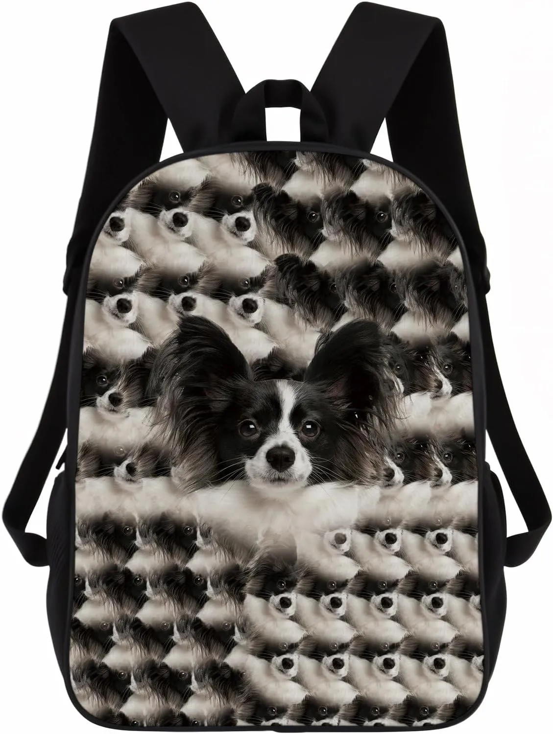 Papillon Dog Backpack, Dog Head Face Laptop Backpack, Bookbag, Daypack for Hiking Work Camping 17 Inch