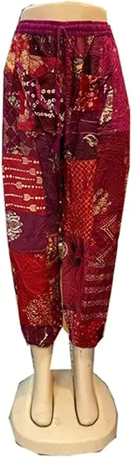 Patchwork Harem Pants with Pockets, Hippie Boho Rayon Harem Pants, Womens Summer Pants, Festival Clothing