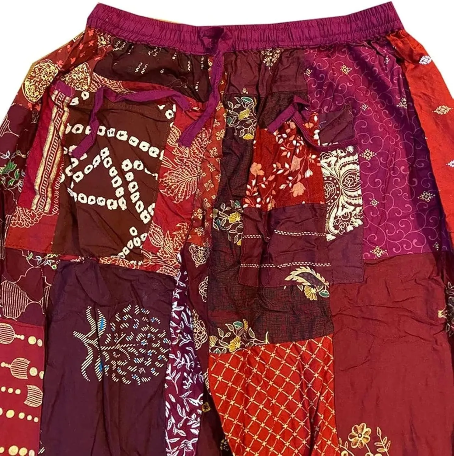 Patchwork Harem Pants with Pockets, Hippie Boho Rayon Harem Pants, Womens Summer Pants, Festival Clothing